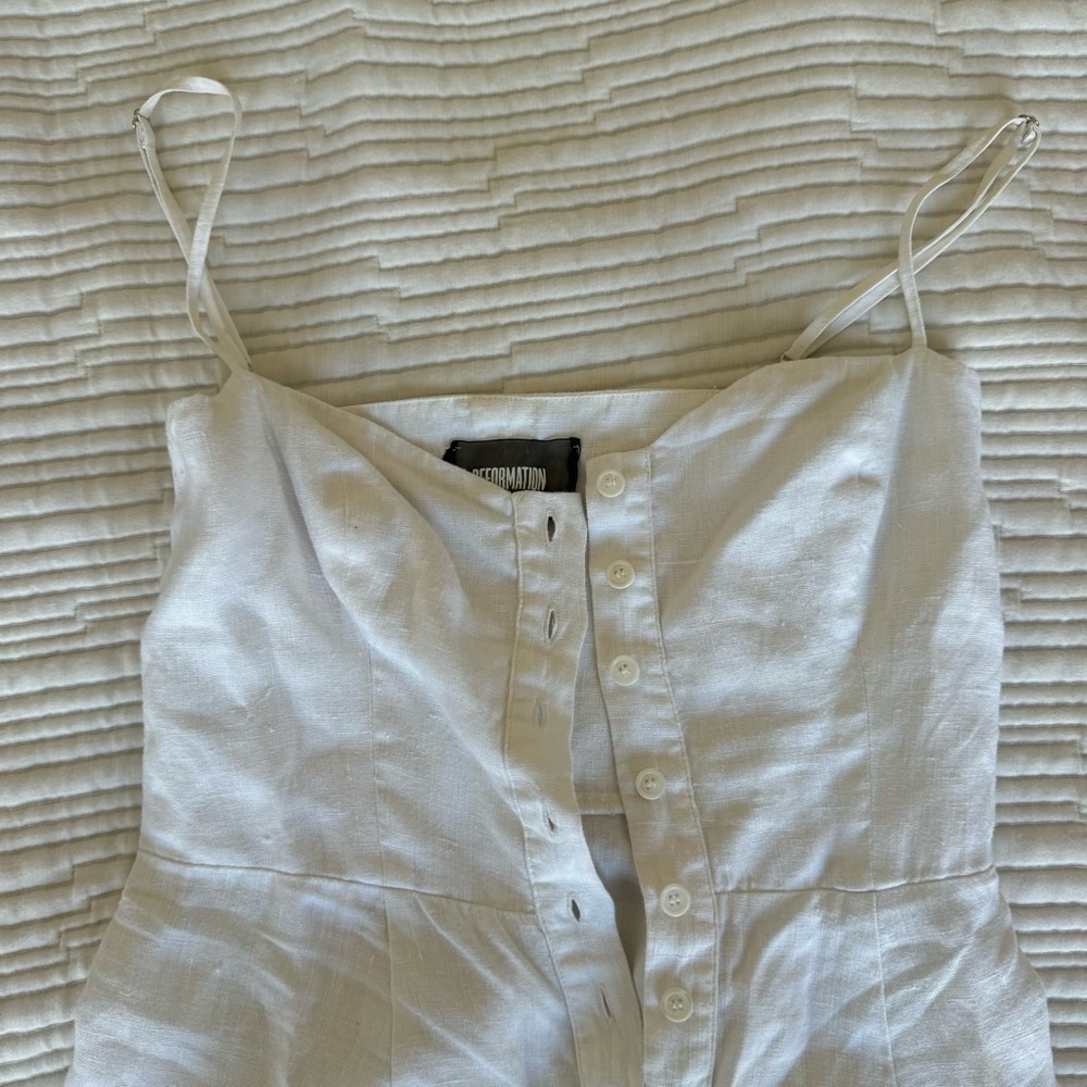 Reformation White Button-Up Linen Sundress - Picture 5 of 10